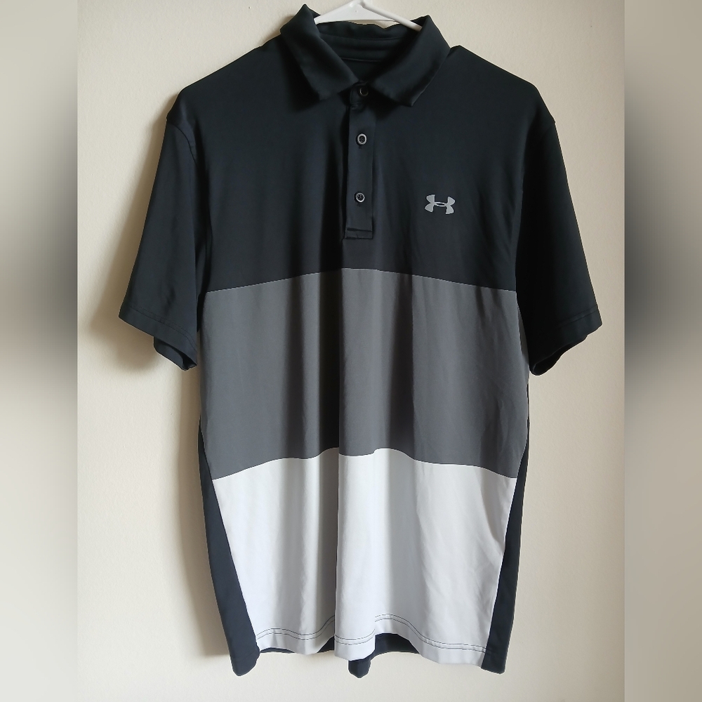 Under Armour Men's Polo Shirt in Black and Gray Size Medium